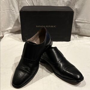 Banana Republic Men's Classic Black Leather Single Monk Strap Buckle